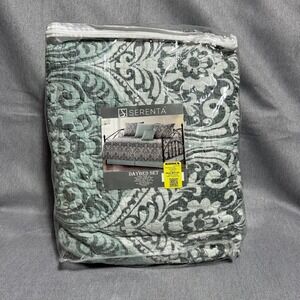 Serenta Daybed Set Twin Green Kingston Damask 6 Piece Quilted Bedding New